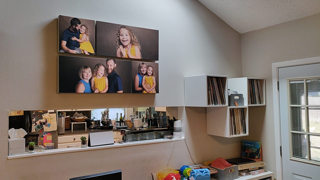 See what their wall art looks like in their family room. This special family drove from Austin, TX to Frisco, TX to have what means most captured by Me Ra Koh Portraits. 